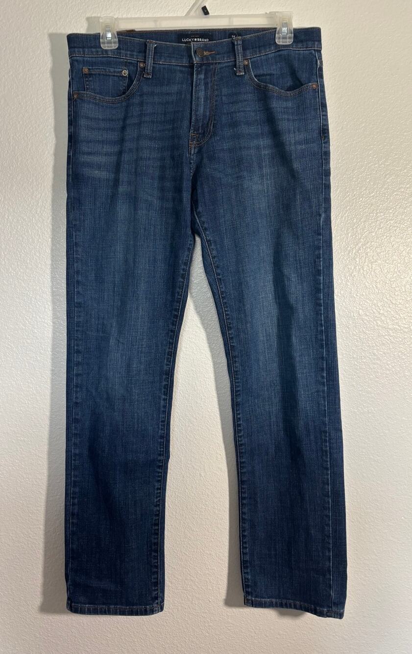 Lucky Brand Men's Size 34x34 Jeans Medium Wash 221 Straight Leg Denim Blue Jeans